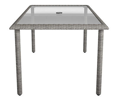 Lakewood Ranch Gray Glass & Wicker Patio Dining Table
