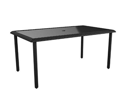Lakewood Ranch Black Glass & Wicker Patio Dining Table