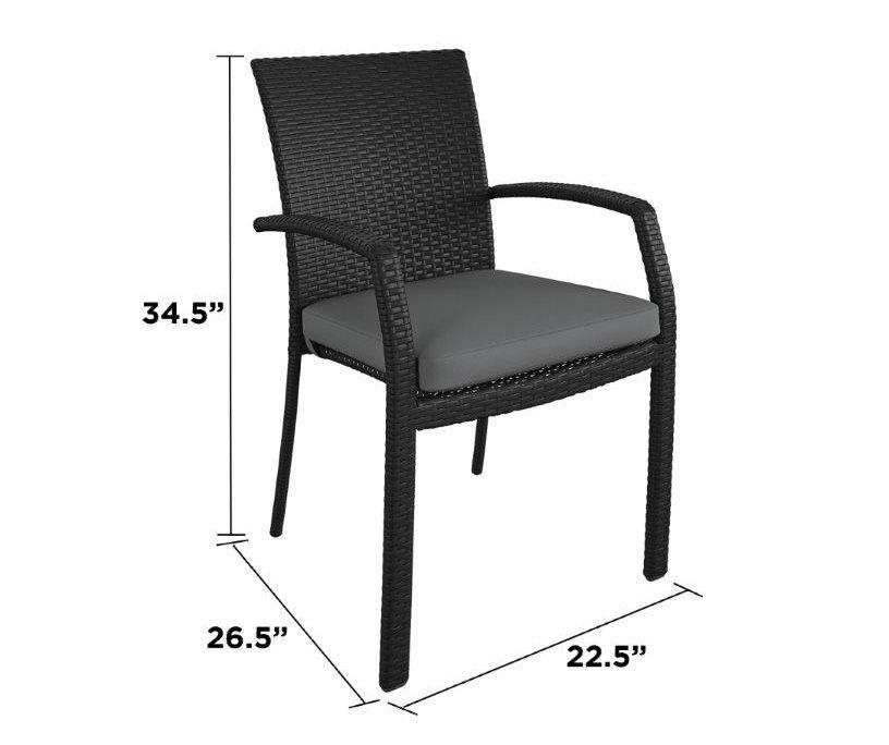 Cosco Lakewood Ranch Black Cushioned Wicker Patio Dining Chairs, 6-Pack ...