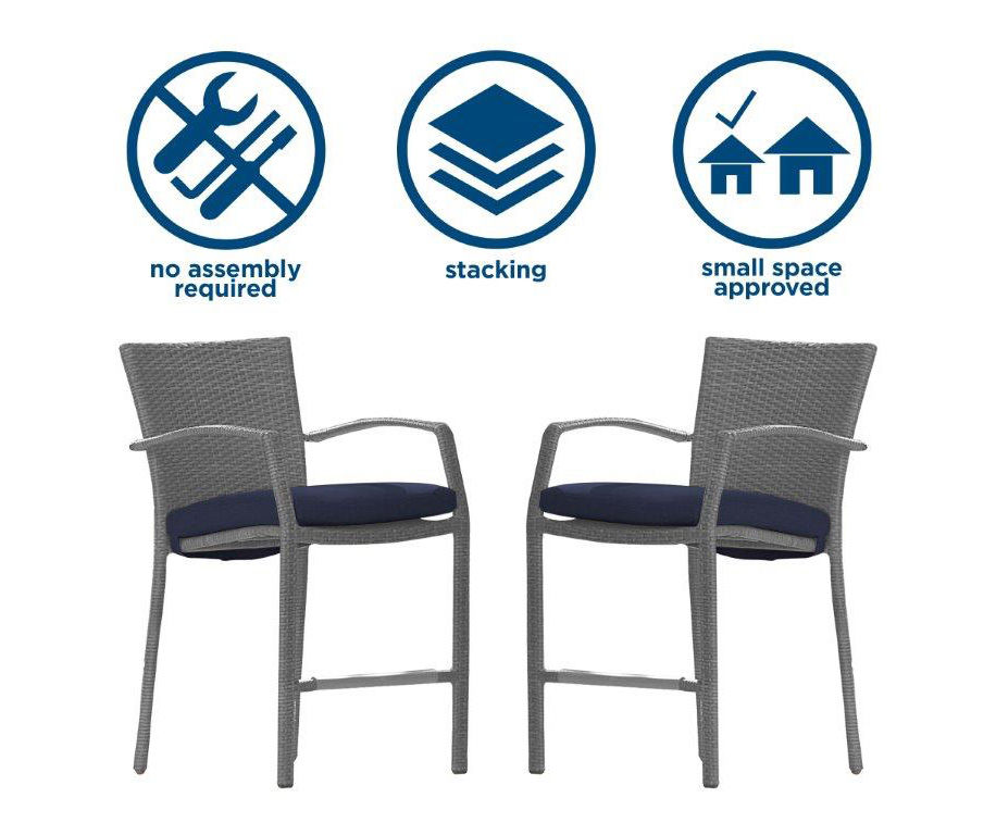 Lakewood Ranch Gray 3-Piece Wicker High Top Bistro Patio Furniture Set