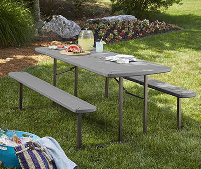 Intellefit Dark Gray 2-Bench Folding Outdoor Picnic Table