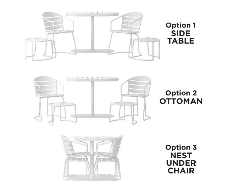 Intellefit Metro Retro White 5-Piece Nesting Bistro Patio Seating Set