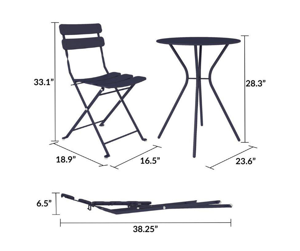 Outdoor Living Navy 3-Piece Folding Patio Seating Set