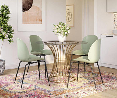 4PK ARIA LT SAGE RESIN DINING CHAIRS