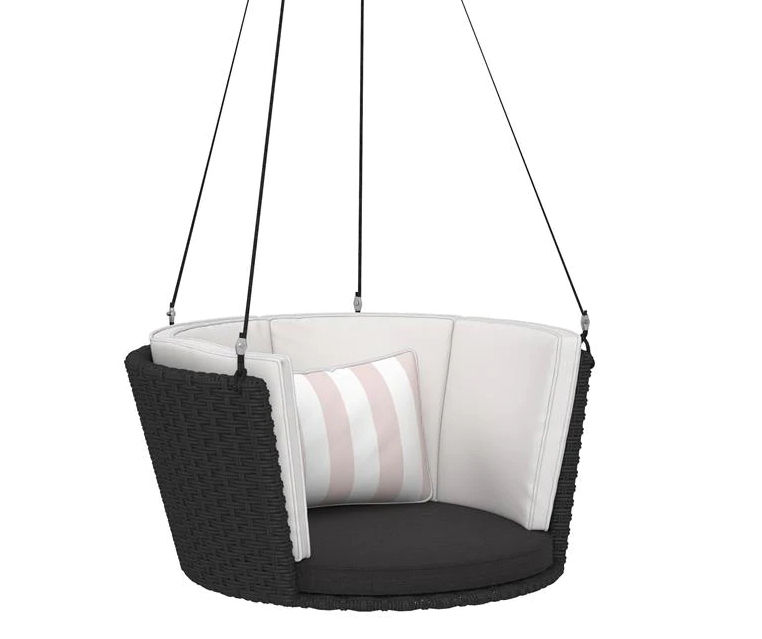 Novogratz Sally Black Wicker Hanging Patio Swing Big Lots