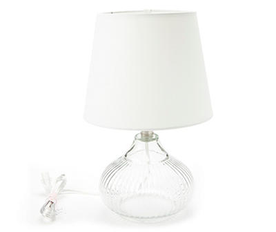 Clear Wide Ribbed Glass Table Lamp