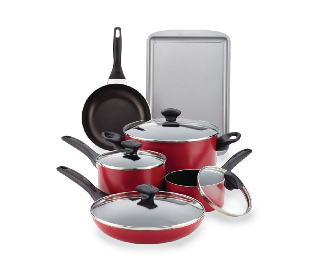 Farberware Dishwasher Safe Nonstick 15-Piece Cookware Set, Red - Yahoo  Shopping