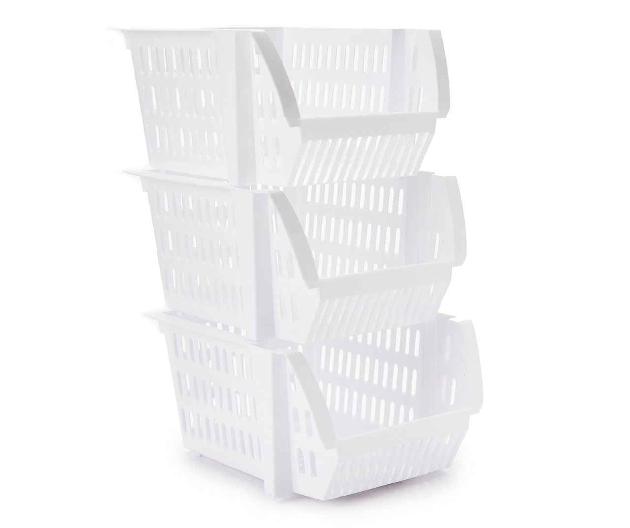 Real Living White Plastic Storage Bins, 3-Pack