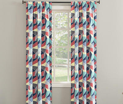 Turquoise Fraction Print Ashby Blackout Rod Pocket Curtain Panel, (84