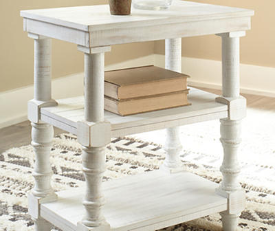 Dannerville Antique White 3-Tier Accent Table with USB Charging
