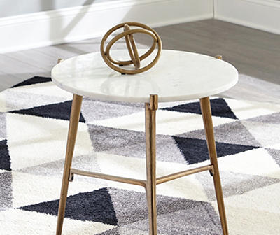 Chadton Round White Marble & Gold Metal Accent Table