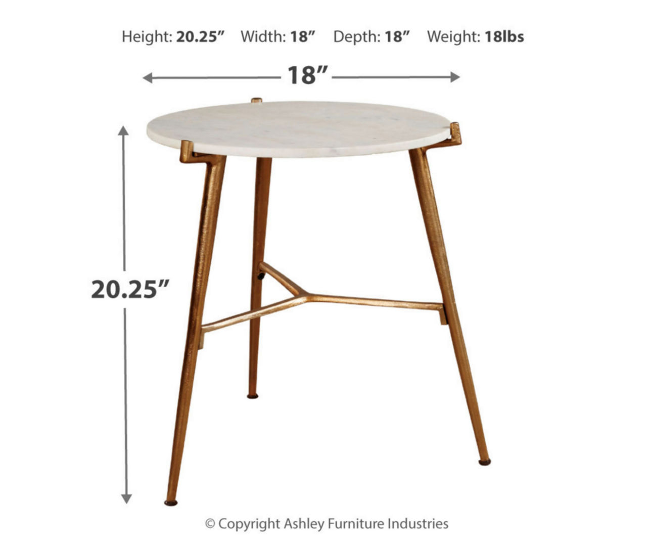 Chadton Round White Marble & Gold Metal Accent Table