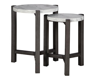 Crossport 2-Piece Faux Marble Nesting Accent Table Set