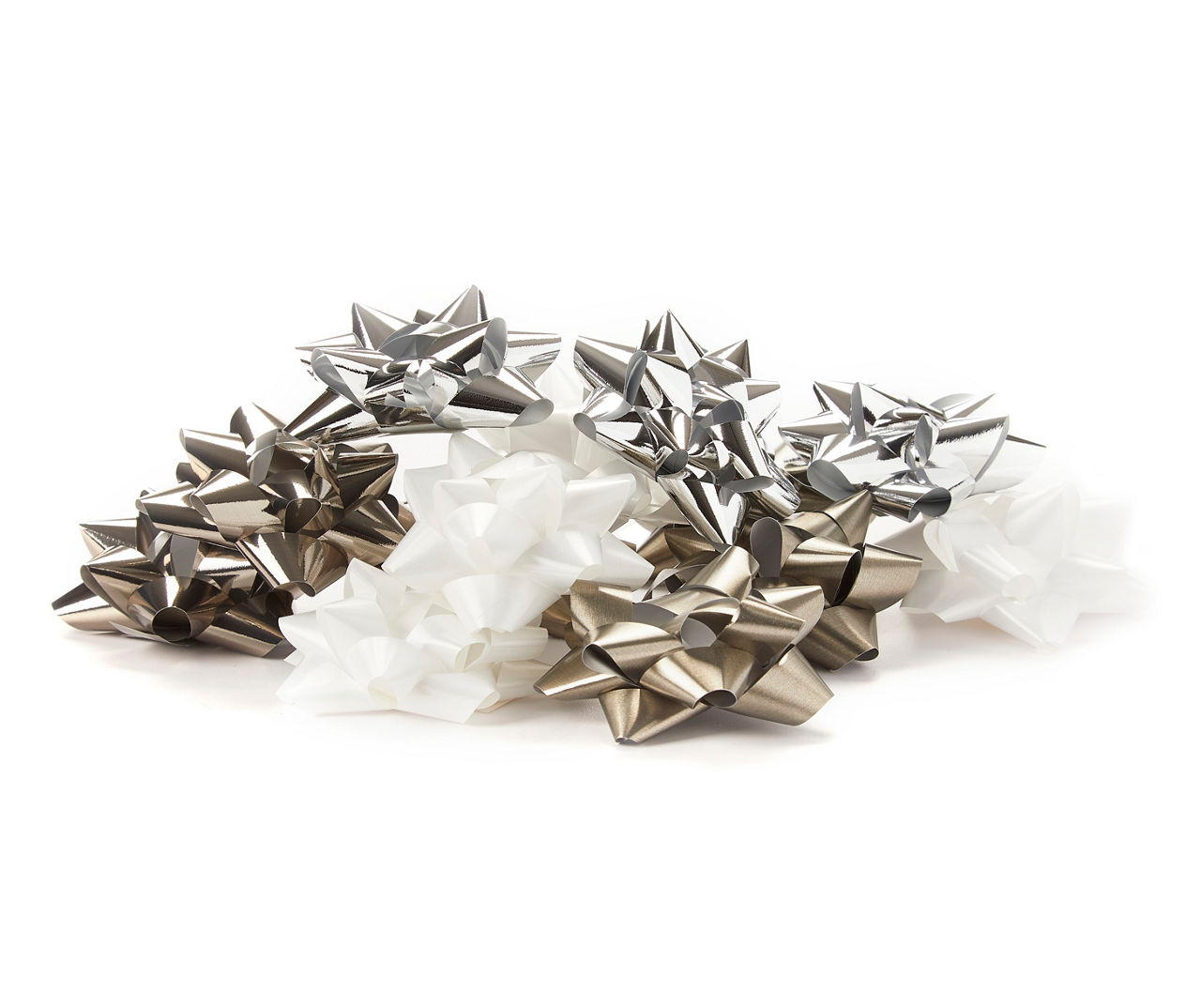 Christmas Gift Bows, White and Silver, 10 Pack - Paper Things