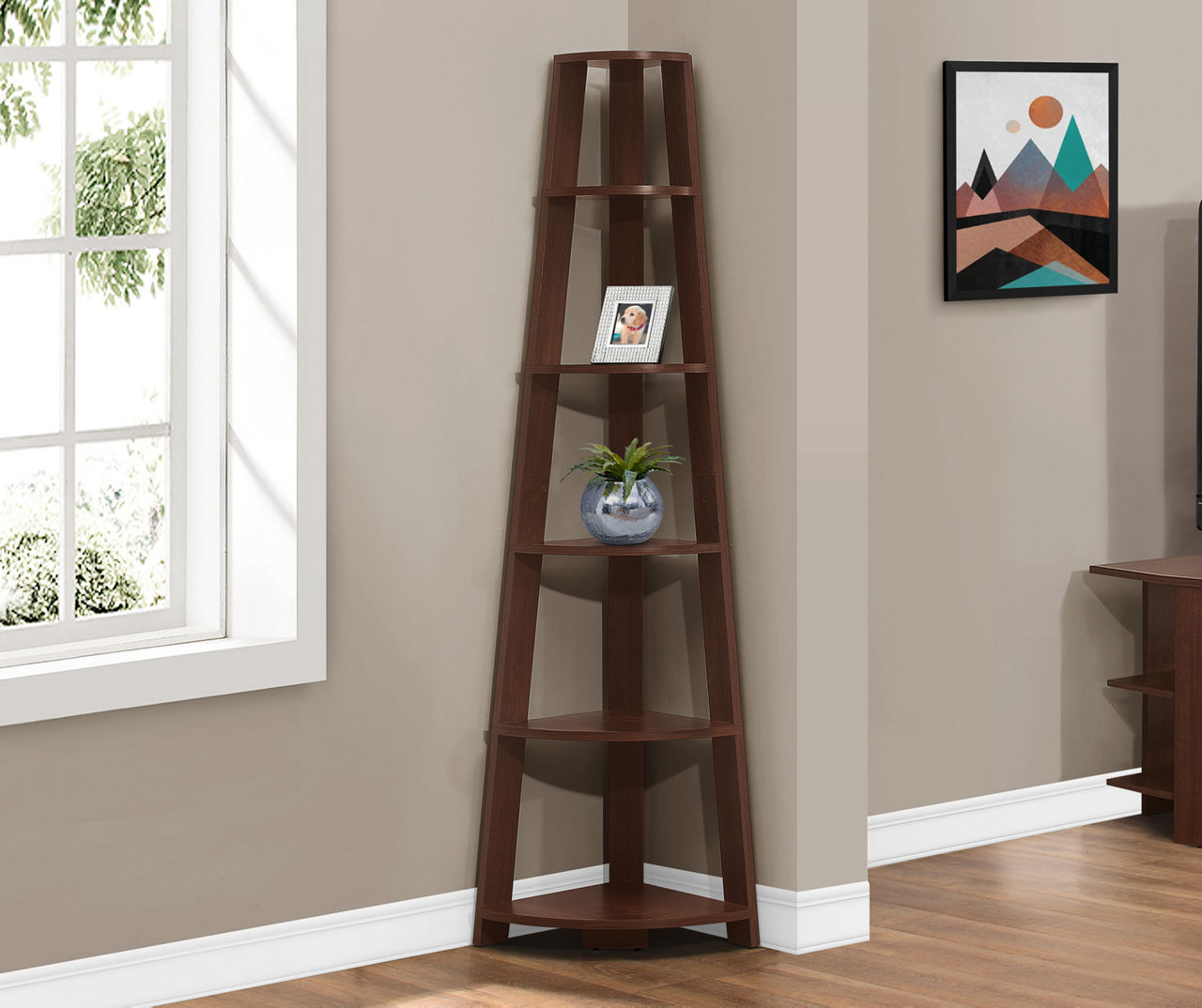 Cherry wood corner deals bookshelf