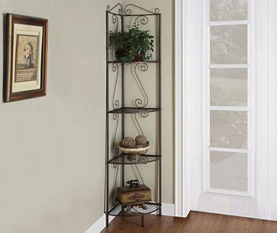Copper Metal Finish Corner Shelf with Decorative Scrolls by Coaster 910035 