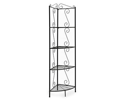 Copper Metal 4-Shelf Etagere Corner Bookcase