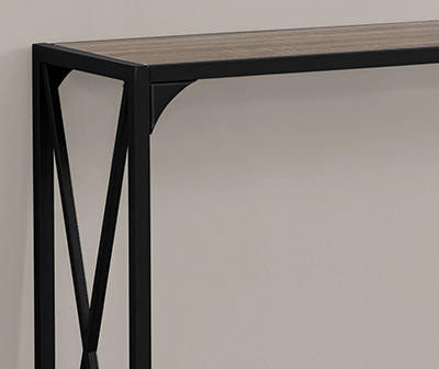 Dark Taupe Wood Look X-Shaped Console Table