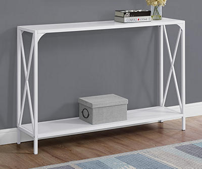White Metal X-Shaped Console Table