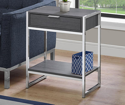 Gray & Chrome Metal Accent Table