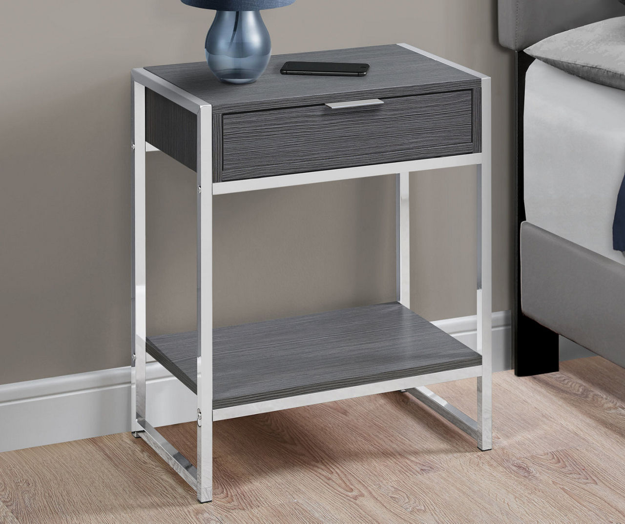 Monarch Gray & Chrome Metal Accent Table | Big Lots