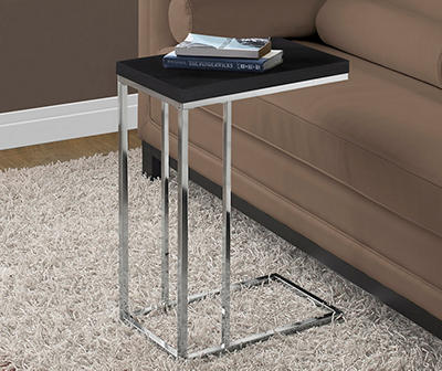 Monarch 20" Storage Accent End Table in White and Chrome 