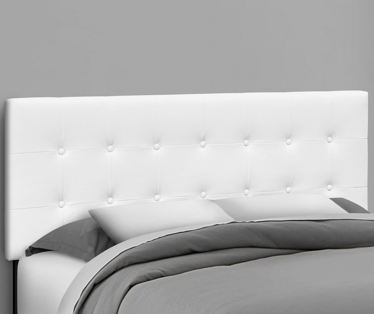 White Queen Faux Leather Button Tufted Headboard