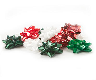 Red, Green & White Holiday Gift Bows, 12-Pack