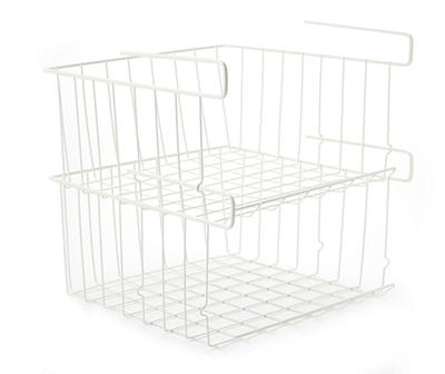 2 STACKABLE HANGING WIRE STORAGE BASKETS