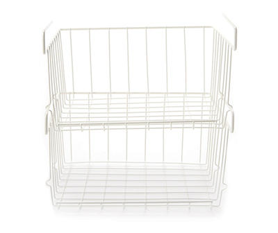 2 STACKABLE HANGING WIRE STORAGE BASKETS