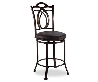Dakota Coffee Brown Metal Faux Leather Upholstered Counter Stool