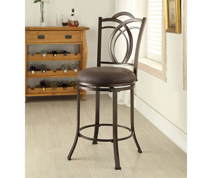 Dakota Coffee Brown Metal Faux Leather Upholstered Counter Stool