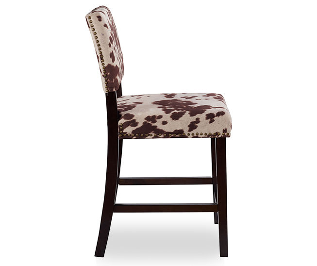 Marianne Dark Brown Cow Print Upholstered Counter Stool