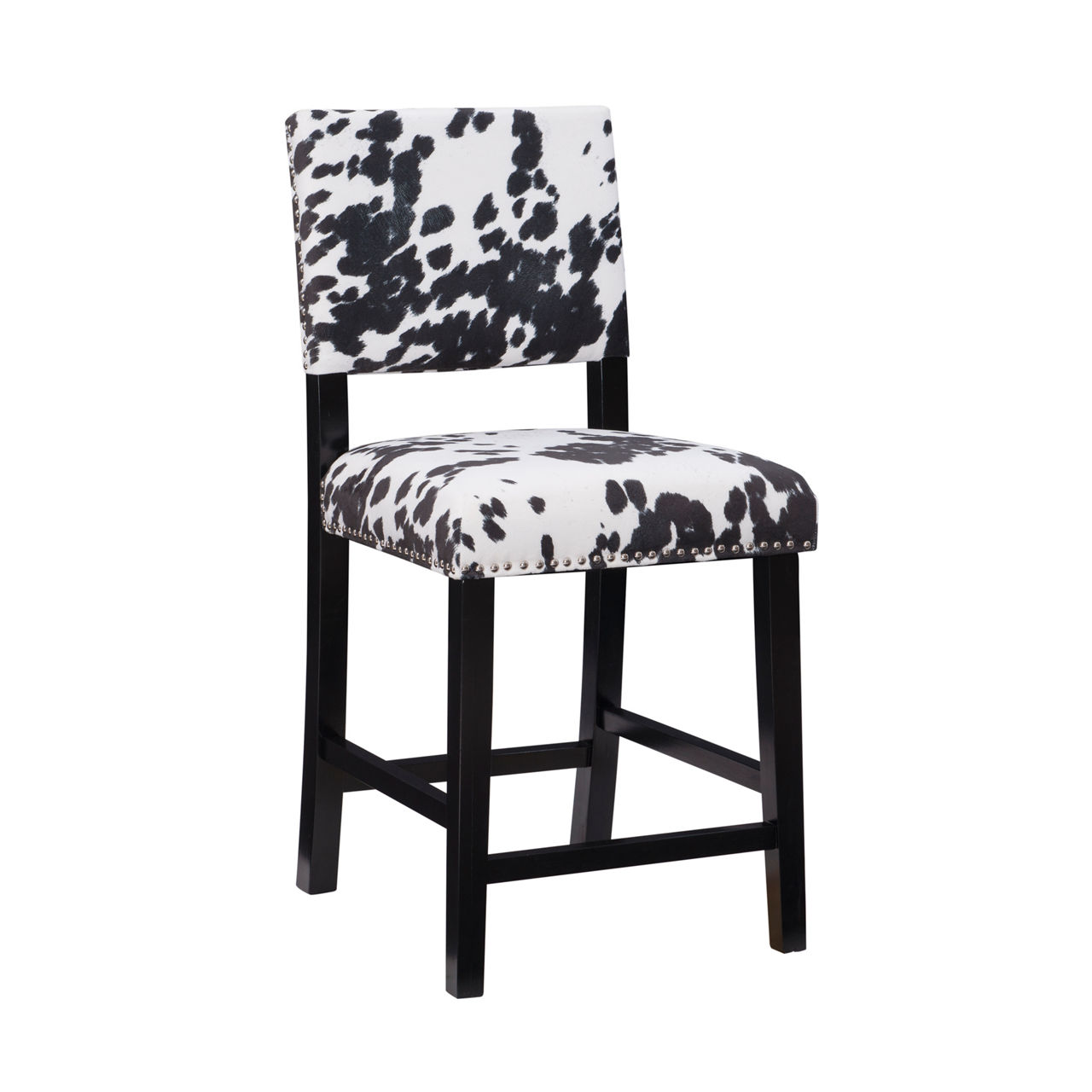 Marianne Black Cow Print Upholstered Counter Stool