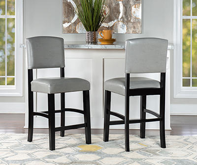 Trevor Dove Gray & Black Faux Leather Upholstered Counter Stool