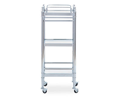 Hawkins Chrome & Glass 3-Shelf Rolling Cart