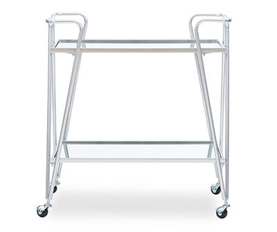 Hampton Silver 2-Shelf Rolling Steel Bar Cart