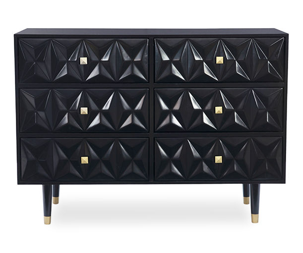 Urban Fresh Black Gold 6 Drawer Textured Geometric Dresser Big Lots