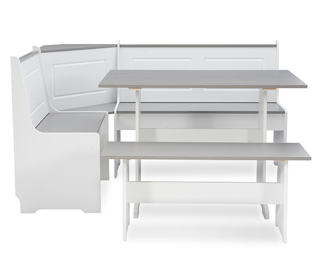 Atrium White Gray 3 Piece Wooden Breakfast Nook Set Big Lots