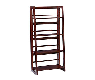 Katlin Walnut 4-Shelf Ladder Bookcase