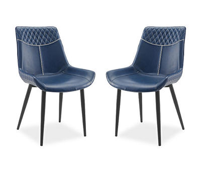 Austin Blue Faux Leather Upholstered Dining Chairs, 2-Pack