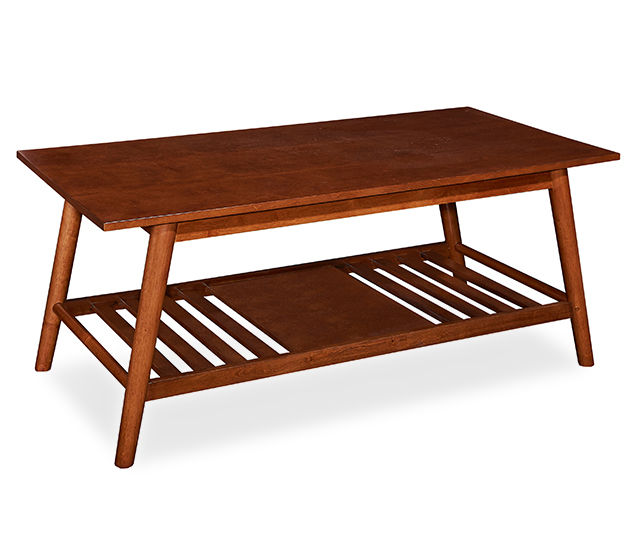 Presley Brown 2-Tier Slatted Wood Coffee Table