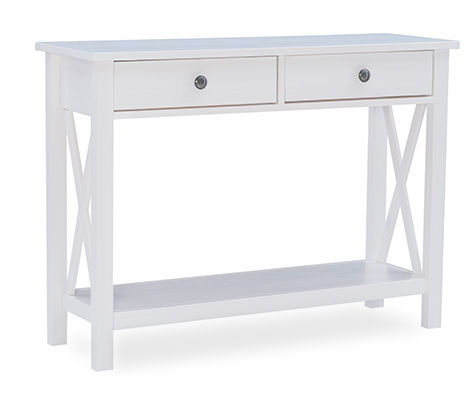 Richland White 2-Drawer Wood X Leg Wood Console Table