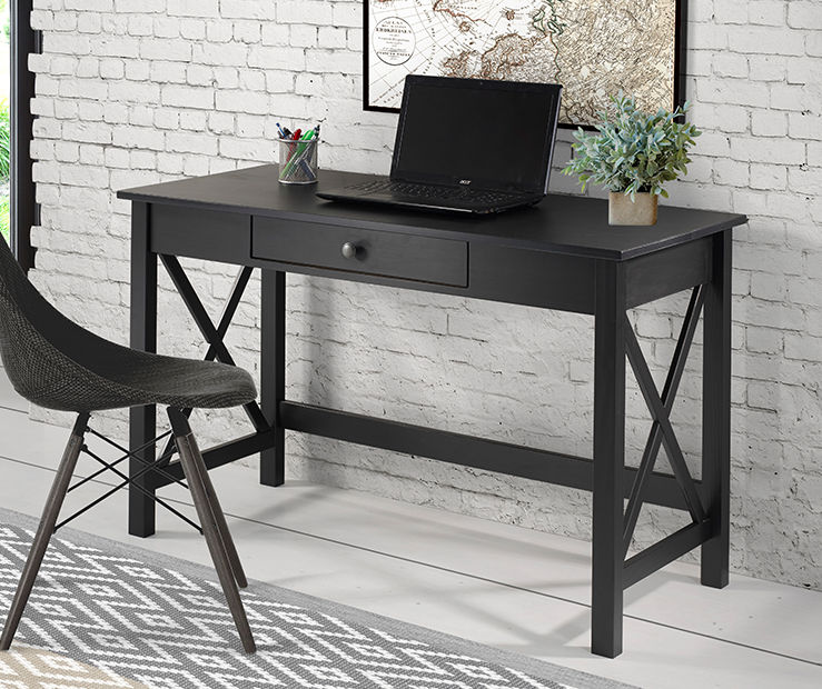 Richland Black 1-Drawer Wood X Leg Wood End Table