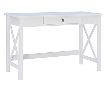 Richland White 1-Drawer Wood X Leg Desk
