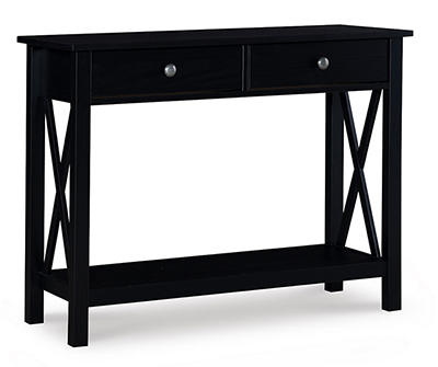 Richland Black 2-Drawer Wood X Leg Wood Console Table