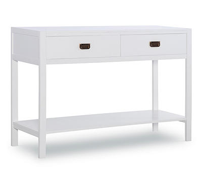 Cami White 2 Drawer Tiered Console, Rose Gold Console Table With Drawers
