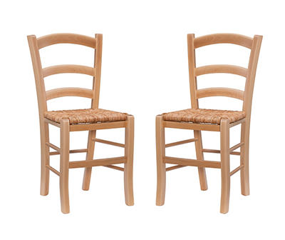 Bordeaux Natural Handwoven Ladder Back Side Chairs, 2-Pack