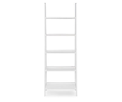 Boston White Wood 5-Shelf Ladder Bookcase