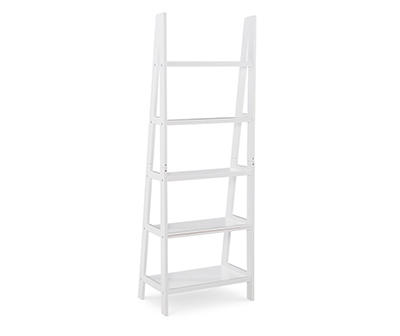 Boston White Wood 5-Shelf Ladder Bookcase